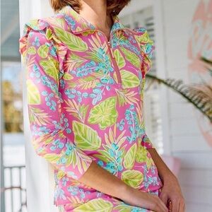 Mary Square Charleston Vine Time UPF 50+ Quarter Zip  Golf Tennis ⛳️🎾